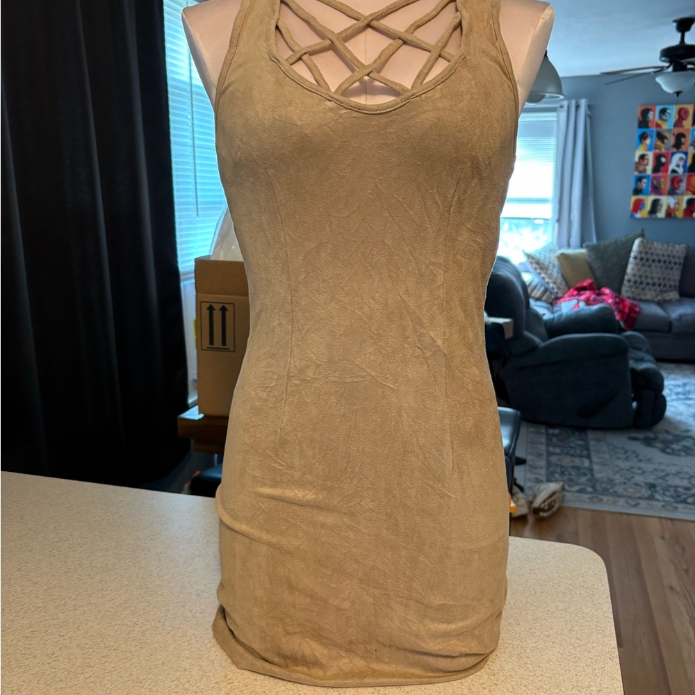 Bebe Beige Sleeveless Dress